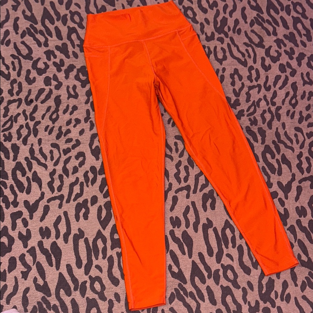 Sage Collective Bright Orange High-Waisted Leggings with Pockets